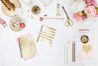 White and Gold Office Supplies for A Beautiful, Organized Desk