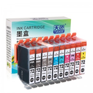 Compatible MBK/PHBK/C/LC/Y/GY/M/LM/CO Ink Cartridge PGI72 for Canon Printer PRO-10